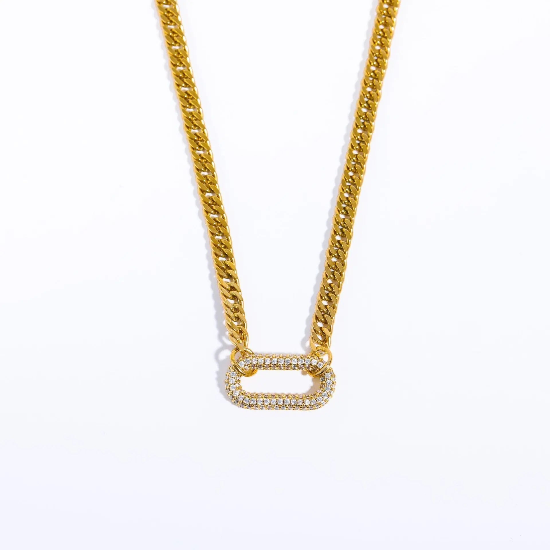 Punk Rock Diamond-embedded Geometric Clavicle Chain - White Diamond Necklace - electronic accessories