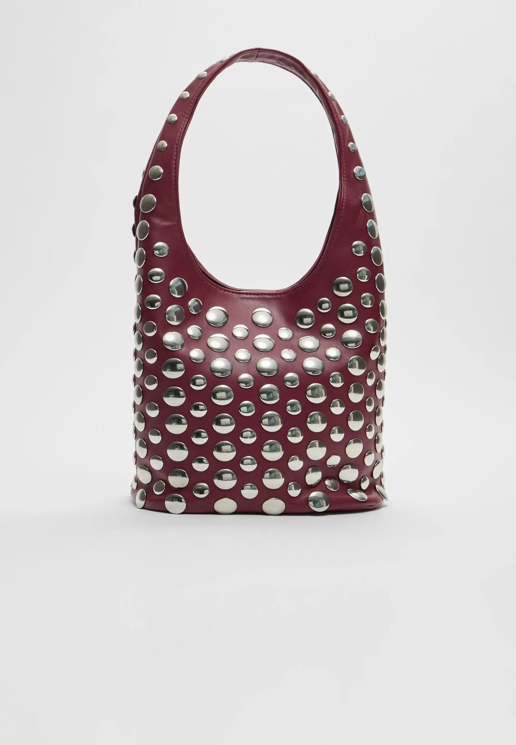 Punk Style Embellished Double-Faced Round Niche Bucket Bag