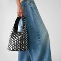 Punk Style Embellished Double-Faced Round Niche Bucket Bag