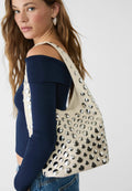 Punk Style Embellished Double-Faced Round Niche Bucket Bag - Beige