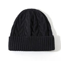 Pure Wool Cable Knit Beanies for Women - black / One Size