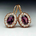 Purple Gemstone Oval Ear Hanging Earrings - Gold - electronic accessories