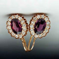 Purple Gemstone Oval Ear Hanging Earrings - Gold - electronic accessories
