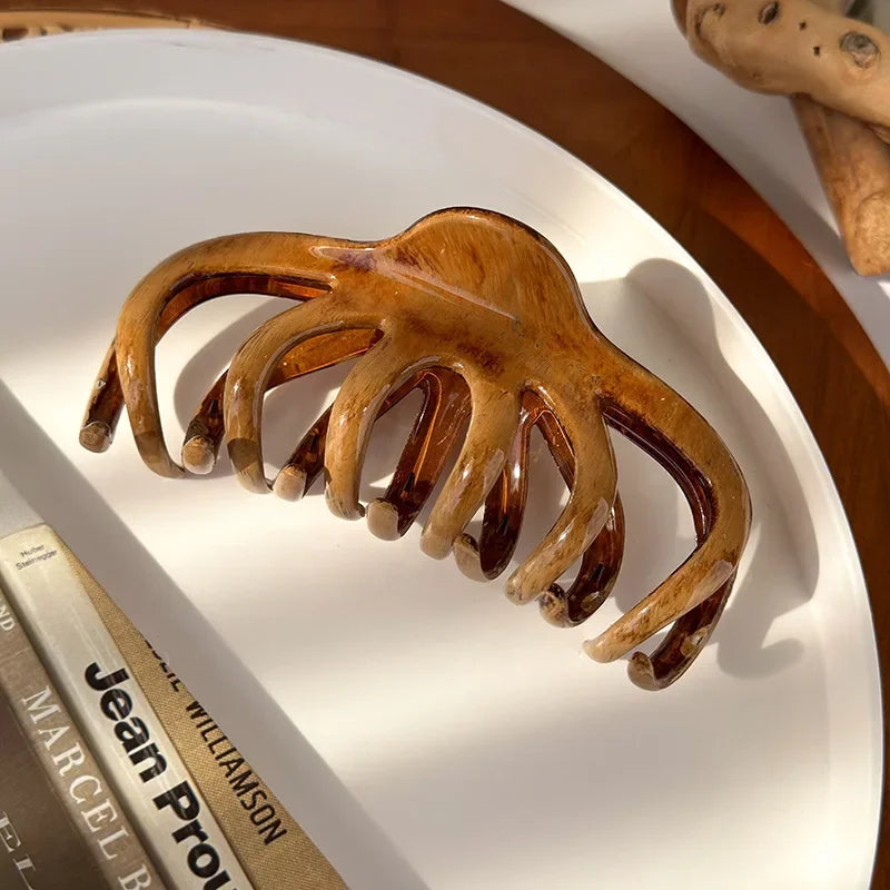 Raw Wood Color Texture Hair Claw - B