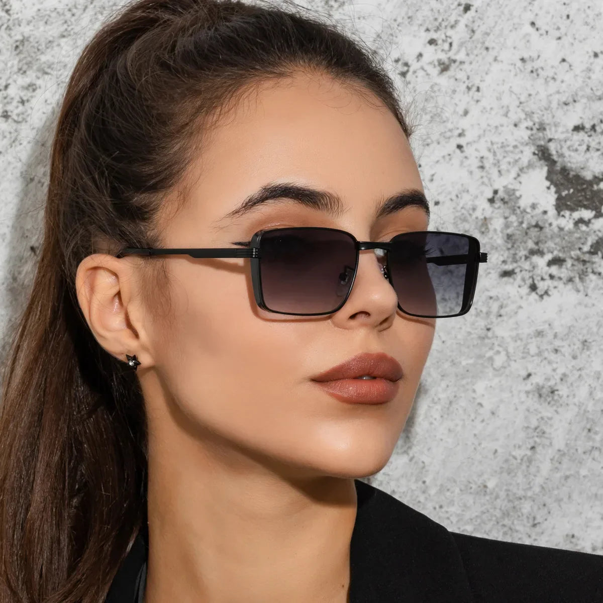 Rectangle Sunglasses Women - Black / As Picture