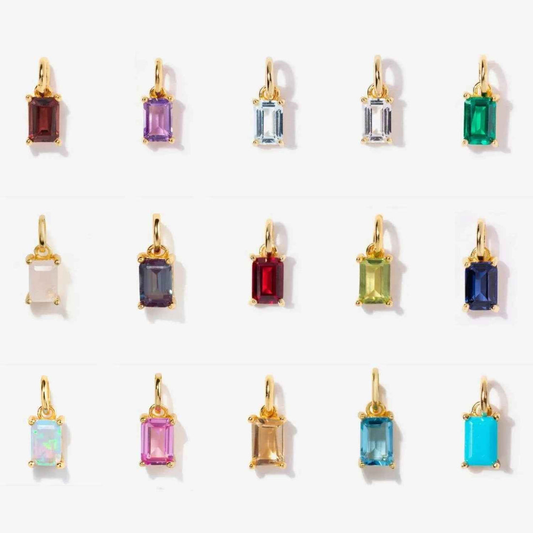 Rectangular 12month Birthday Stone Pendant Colorful Zircon Clavicle Chain - Norellé