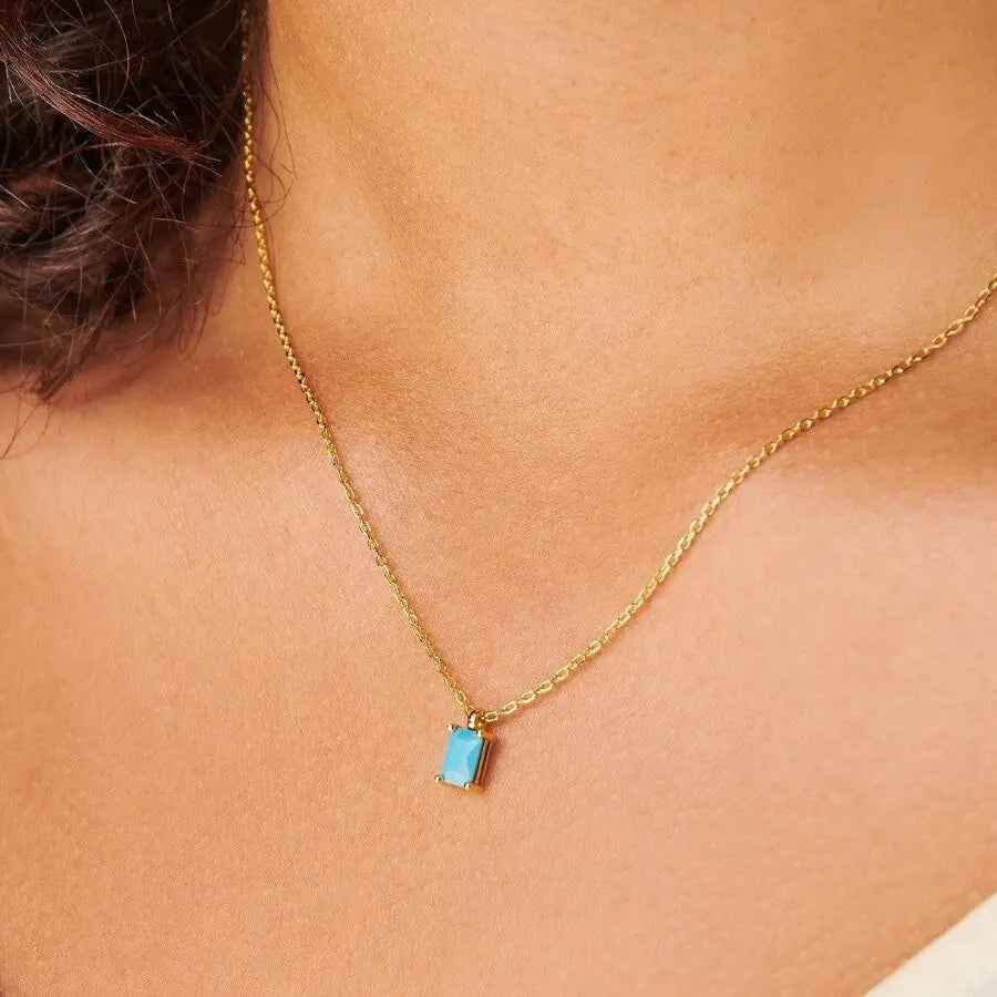 Rectangular 12month Birthday Stone Pendant Colorful Zircon Clavicle Chain - December - electronic accessories