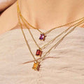 Rectangular 12month Birthday Stone Pendant Colorful Zircon Clavicle Chain - Norellé