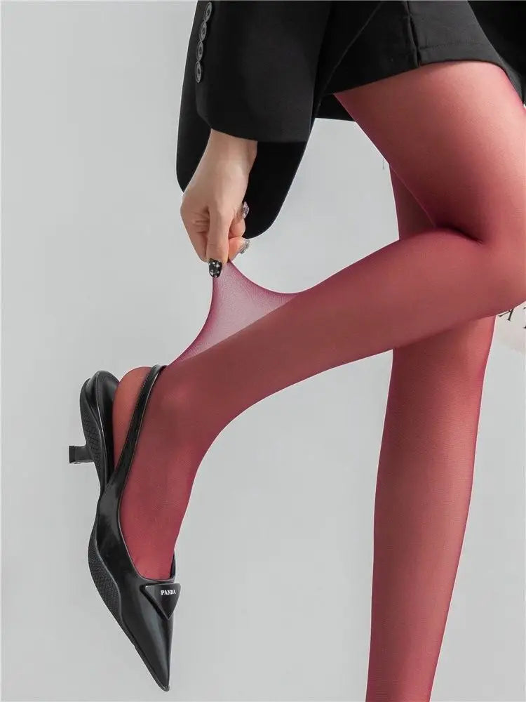 Red Pantyhose Female See Through Tights Women