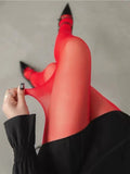 Red Pantyhose Female See Through Tights Women