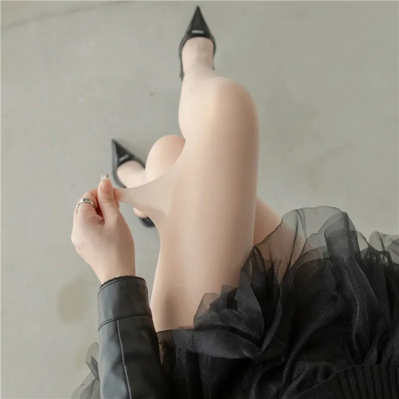 Red Pantyhose Female See Through Tights Women - Skin / One Size