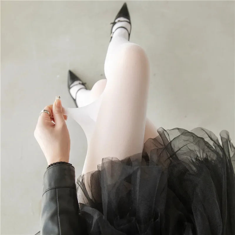 Red Pantyhose Female See Through Tights Women - White / One Size