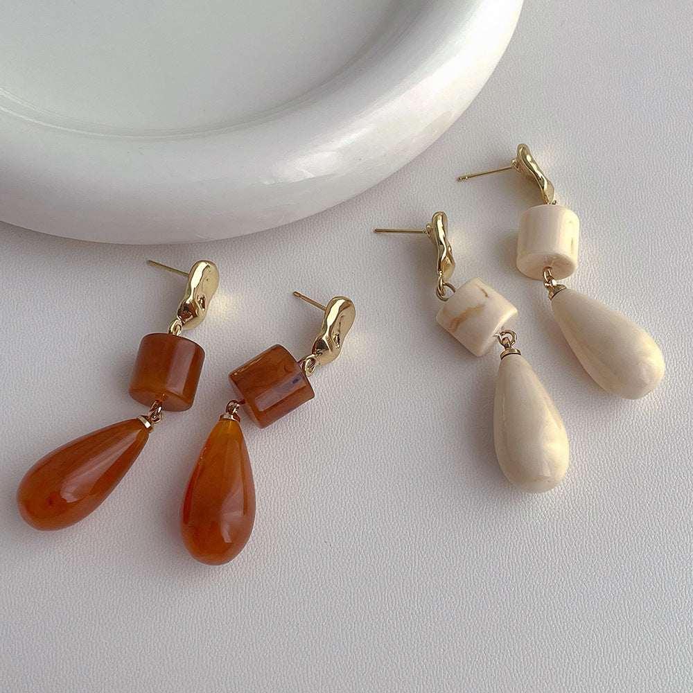 Resin Long Tassel Water Drop Earrings For Women