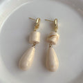 Resin Long Tassel Water Drop Earrings For Women - J156 Beige - electronic accessories