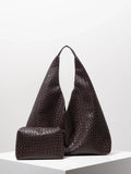 Retro Artificial Leather Woven Pattern Shoulder Bag - Coffee