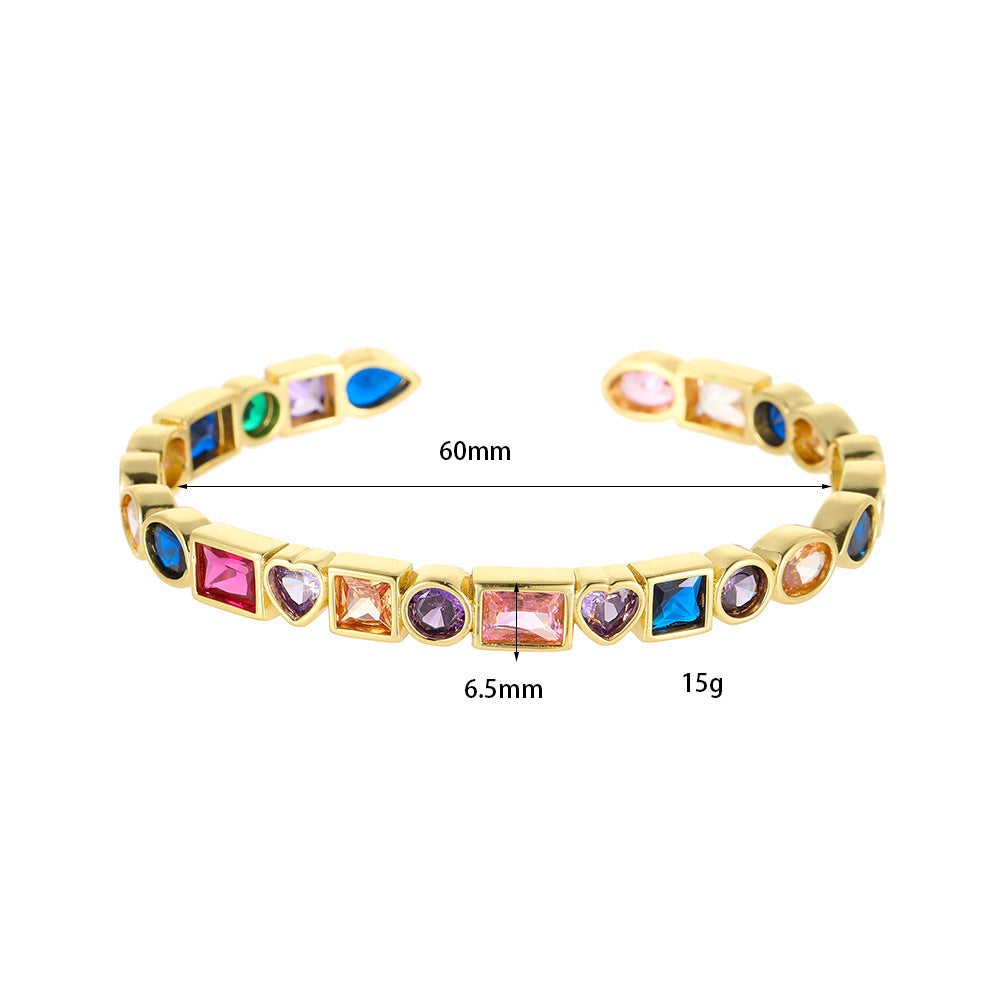 Retro Color Zirconium Ladies’ Bracelet - 14K Gold XZ373 - electronic accessories