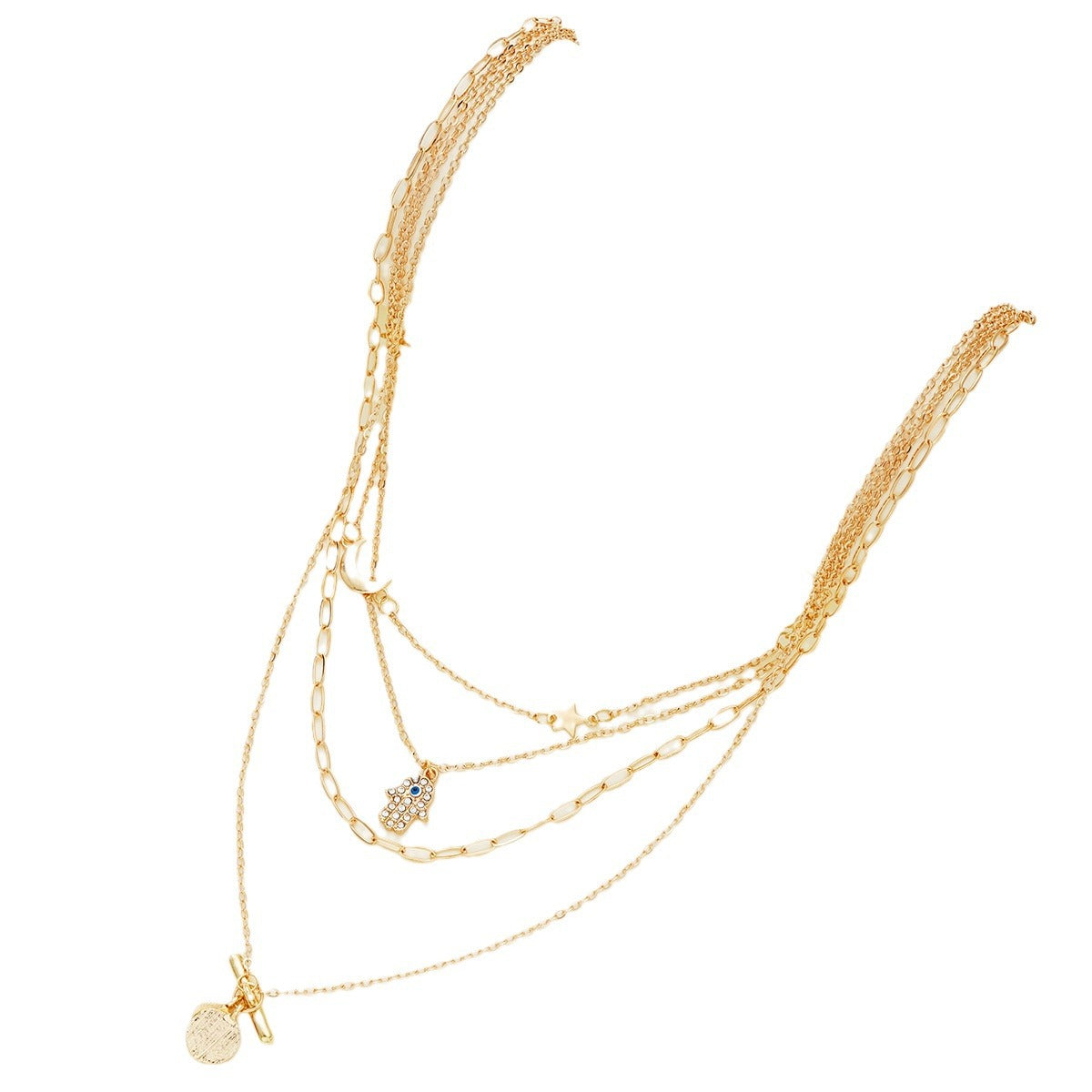 Retro Creative Palm Star Moon Necklace Fashion Personality Female - electronic accessories