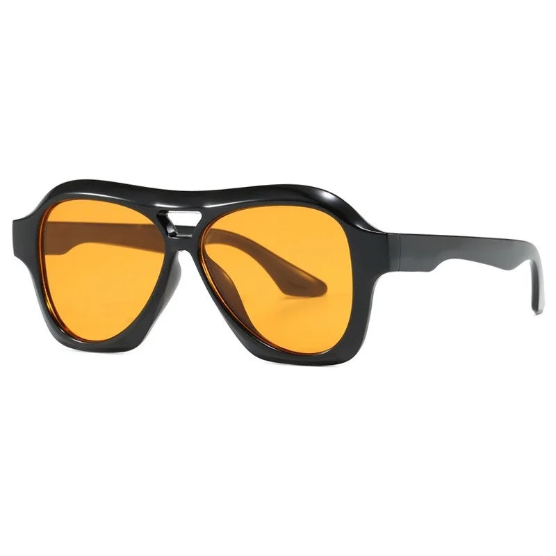 Retro Double Beam Sunglasses Women - black orange / only 1pcs sunglasses