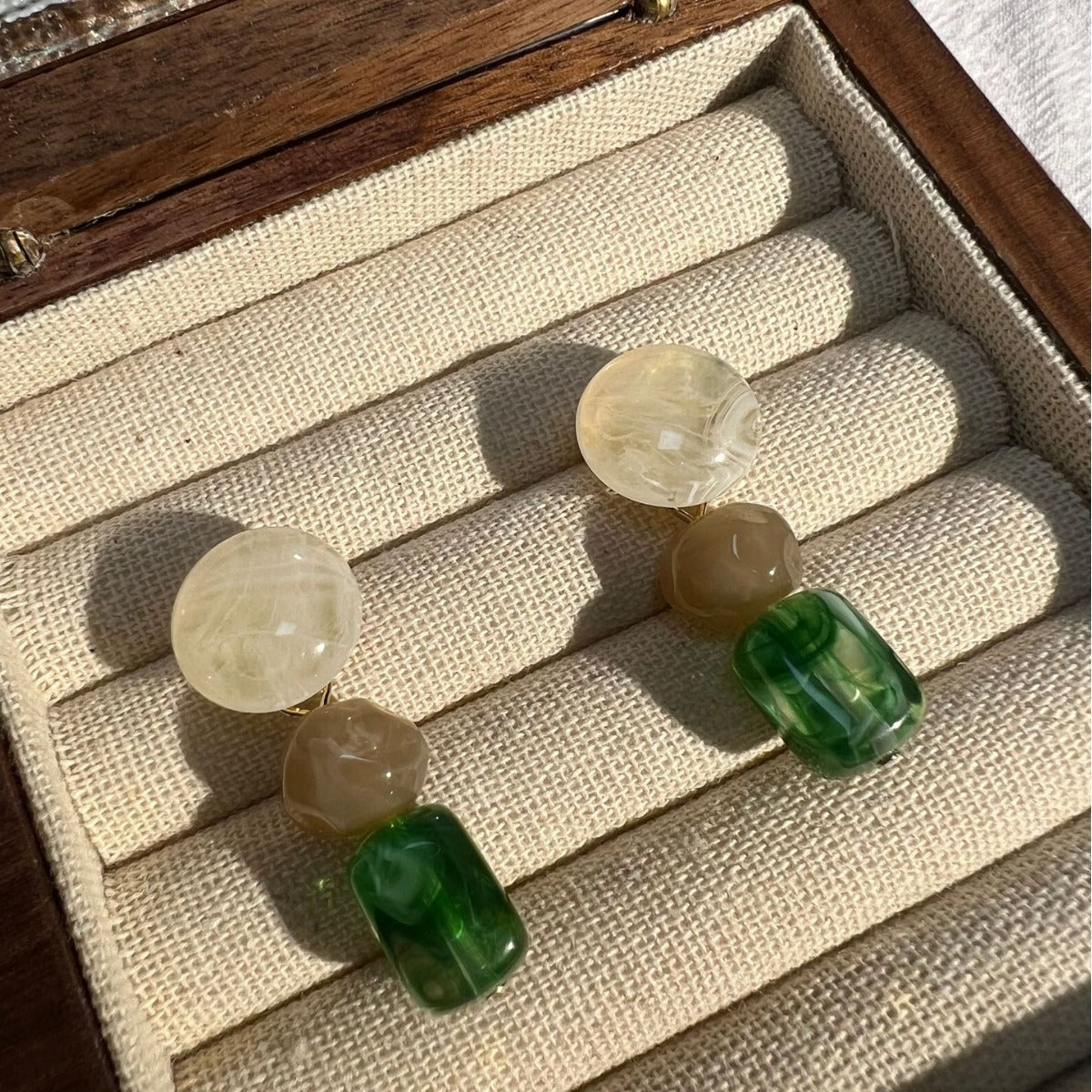 Retro French High-grade Earrings - Olive Green / 925 Silver - electronic accessories