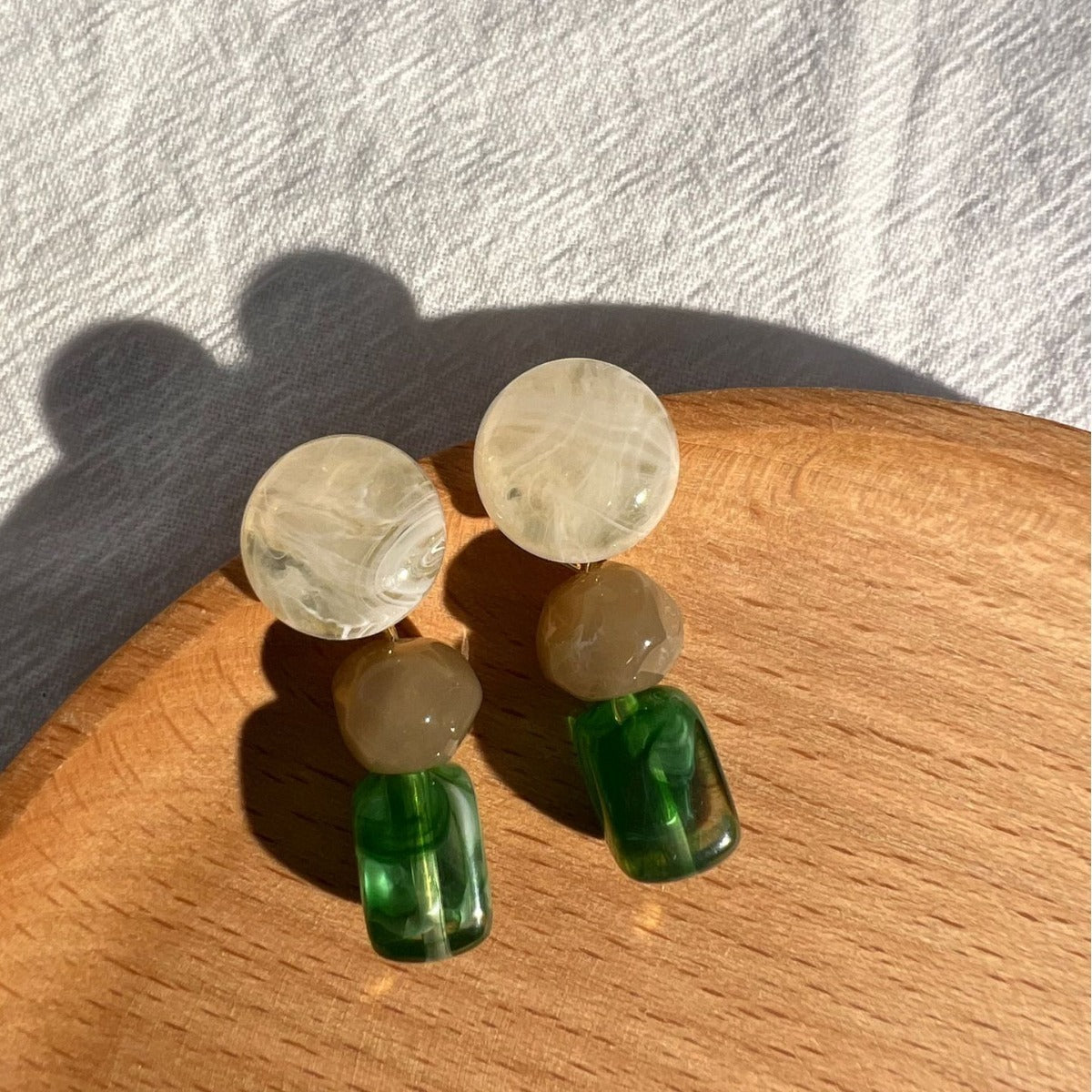 Retro French High-grade Earrings - Olive Green / 925 Silver - electronic accessories