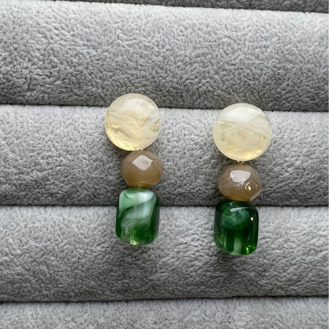 Retro French High-grade Earrings - Olive Green / 925 Silver - electronic accessories