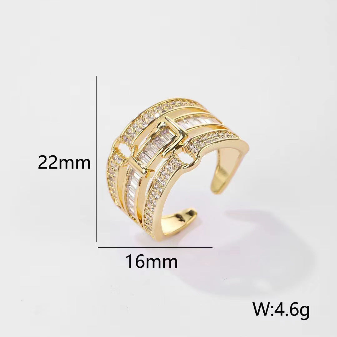 Retro Gemstone Open-end Personality Ring - H11394 White Zirconium - electronic accessories