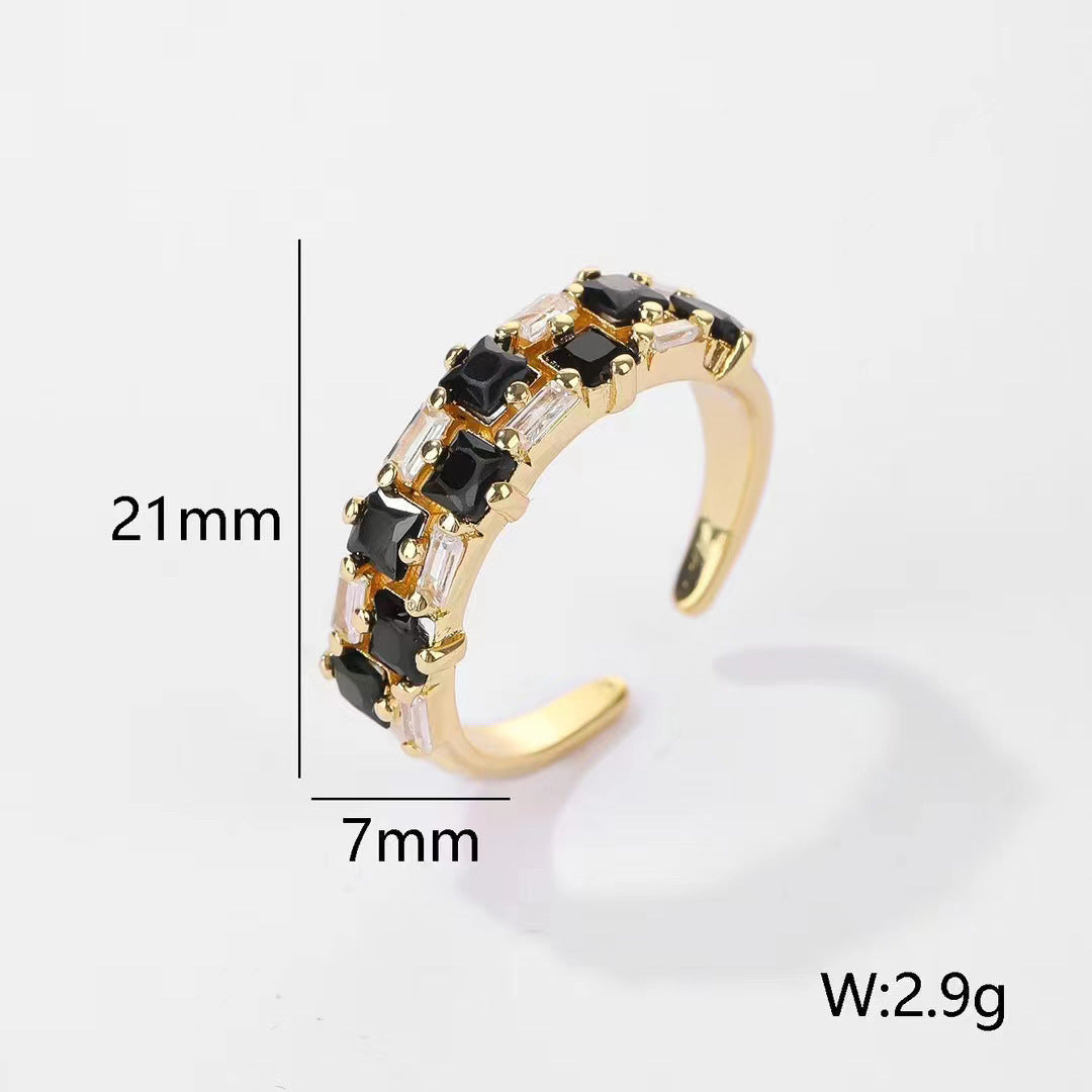 Retro Gemstone Open-end Personality Ring - H11397 Black Zirconium - electronic accessories