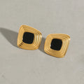 Retro Geometric Ribbed Irregular Ear Studs Stainless Steel - JDE0112028-BK