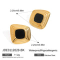 Retro Geometric Ribbed Irregular Ear Studs Stainless Steel - JDE0112028-BK