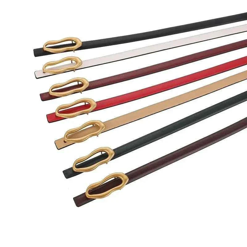 Retro Gold Buckle Genuine Leather Belt for Women