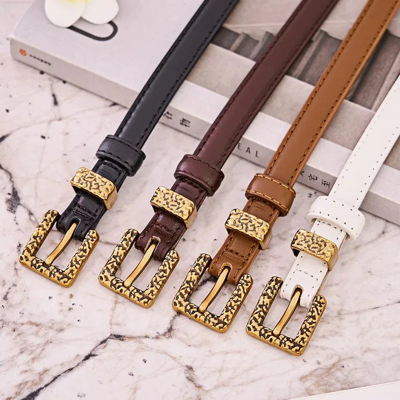 Retro Gold Women Belt Genuine Leather