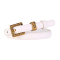 Retro Gold Women Belt Genuine Leather - WHITE / 100cm