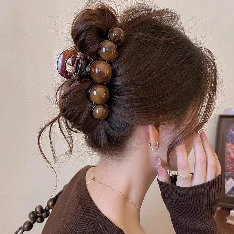Retro Gradient Beaded Hair Claw