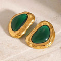 Retro Green Color Folded Earrings