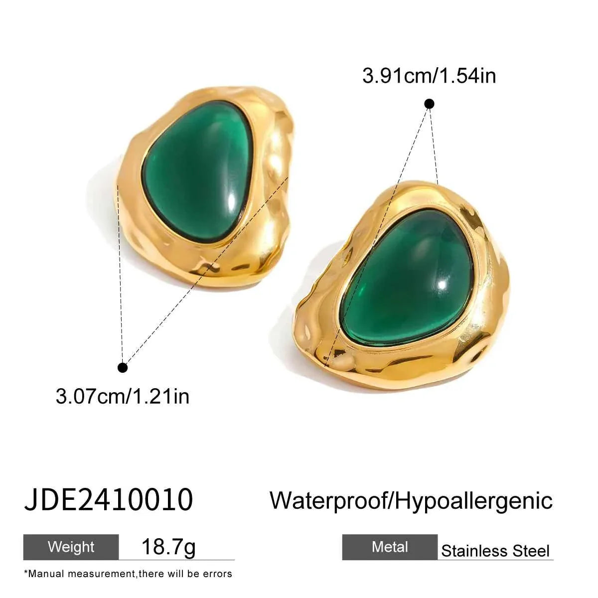 Retro Green Color Folded Earrings
