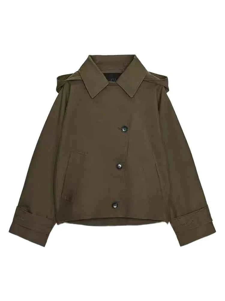 Retro Hooded Short Jacket Women