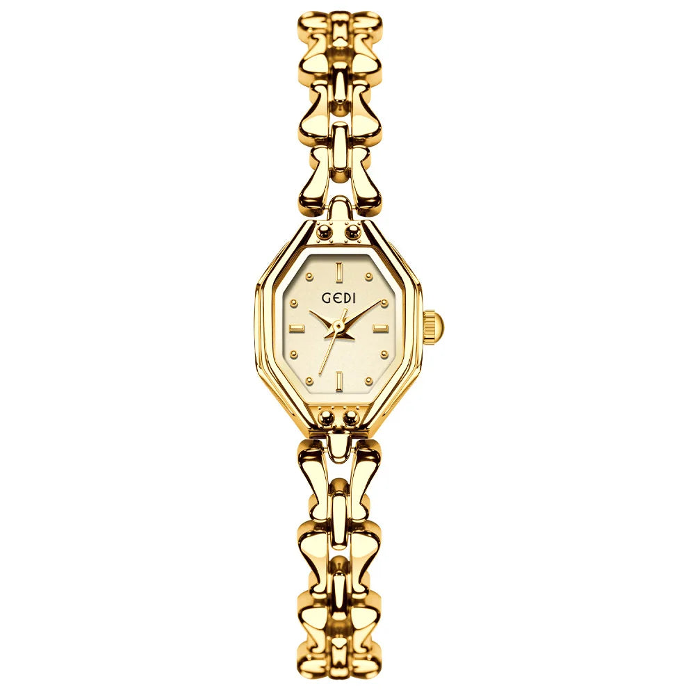 Retro Metal Bracelets high-end Waterproof Women Fashion Quartz Wristwatches - Gold