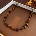 Retro Natural Tigereye Beaded Necklace For Women - Tiger Eye - electronic accessories