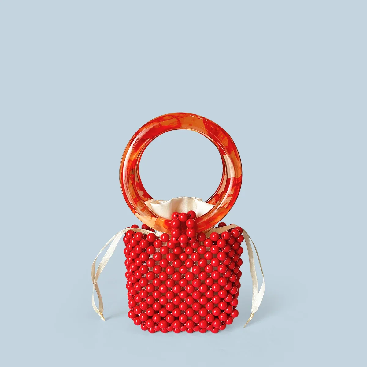 Retro niche Pure Handmade Bead Bag - Red