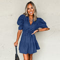 Retro Puff Sleeve Denim Dress Women - electronic accessories