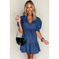 Retro Puff Sleeve Denim Dress Women - electronic accessories