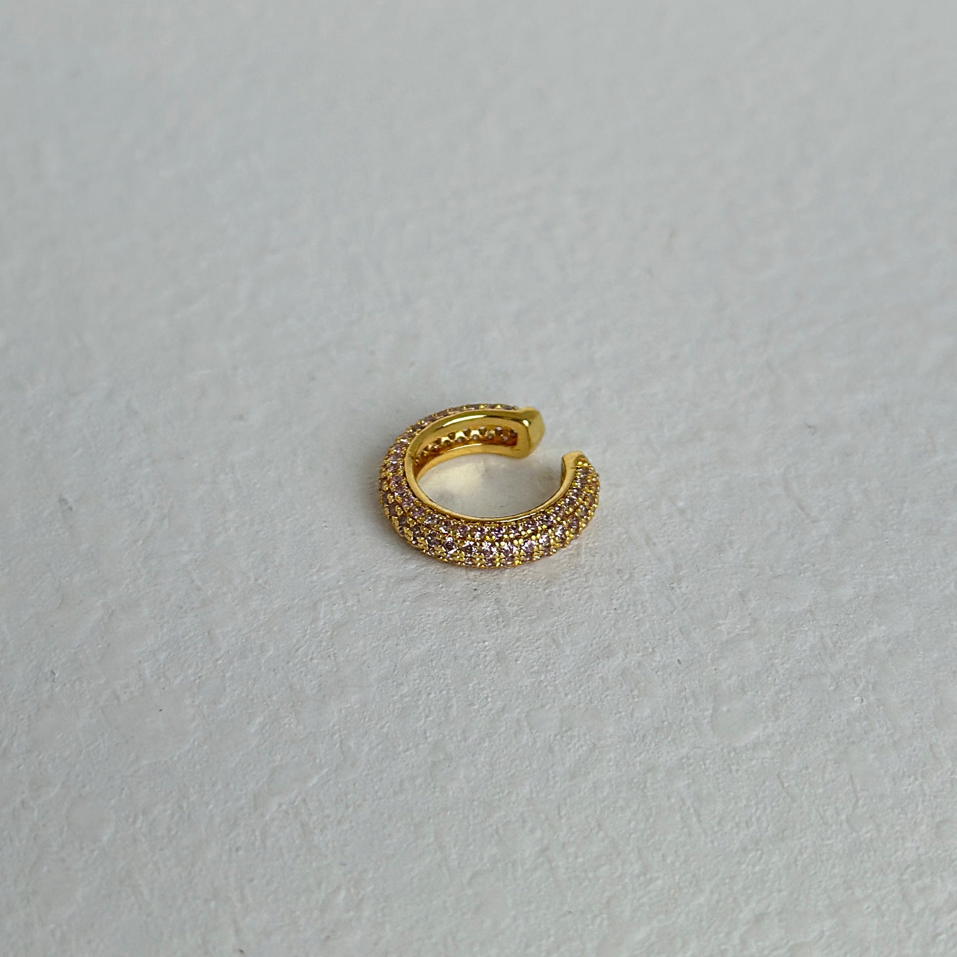 Retro Simple Full Rhinestone Zircon Ear Clip Earrings - Pink - electronic accessories