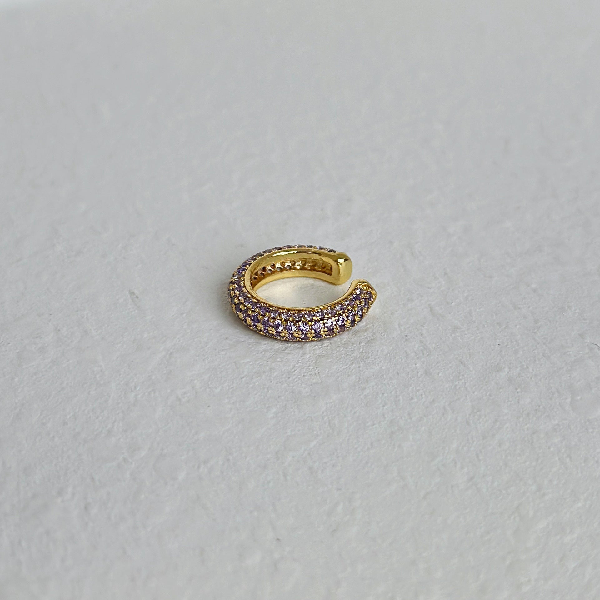 Retro Simple Full Rhinestone Zircon Ear Clip Earrings - Purple - electronic accessories