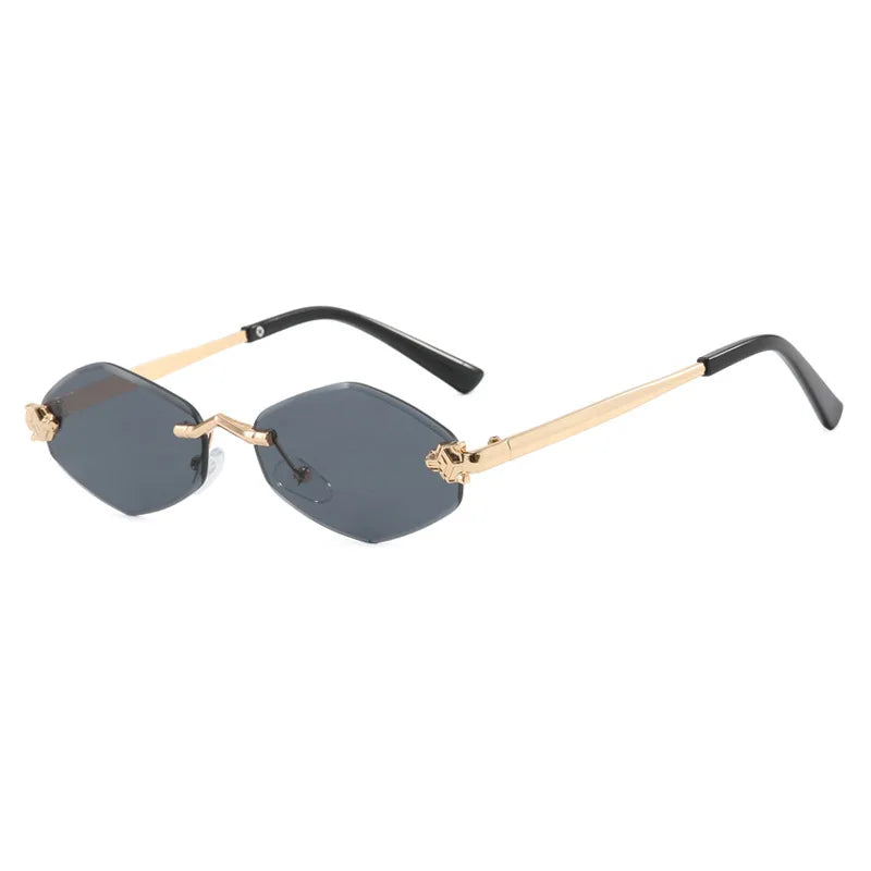 Rimless Diamond Shape Women Sunglasses