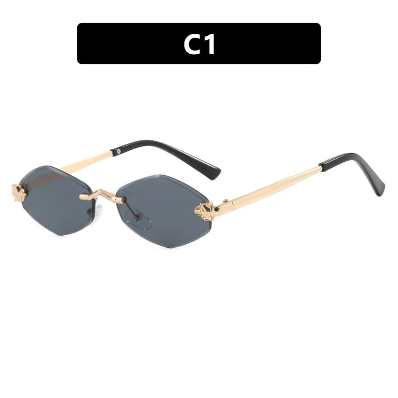 Rimless Diamond Shape Women Sunglasses - 8068-C1