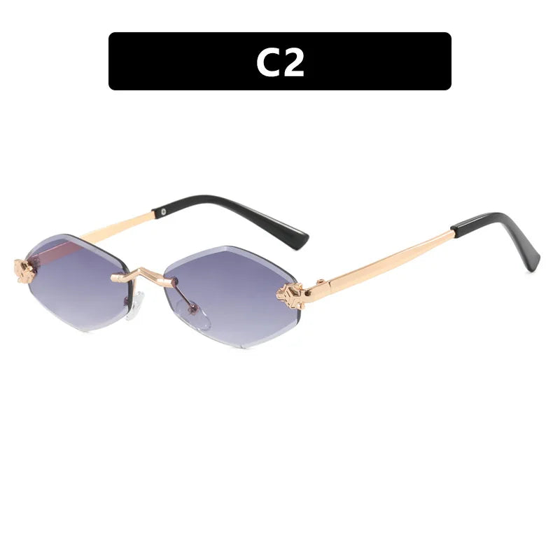 Rimless Diamond Shape Women Sunglasses - 8068-C2