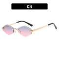 Rimless Diamond Shape Women Sunglasses - 8068-C4