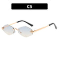 Rimless Diamond Shape Women Sunglasses - 8068-C5