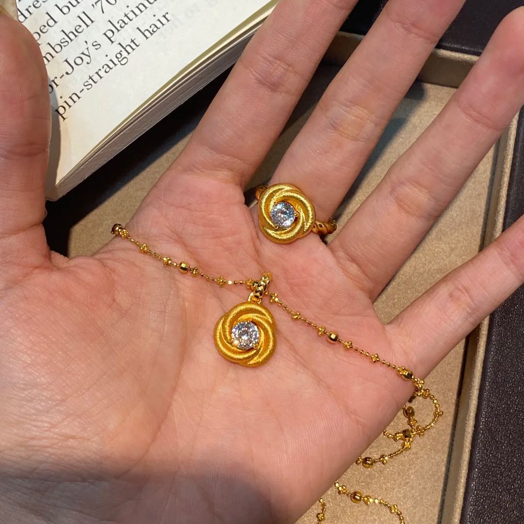 Romantic Eternal Love Mobius Brushed Rose Pendant