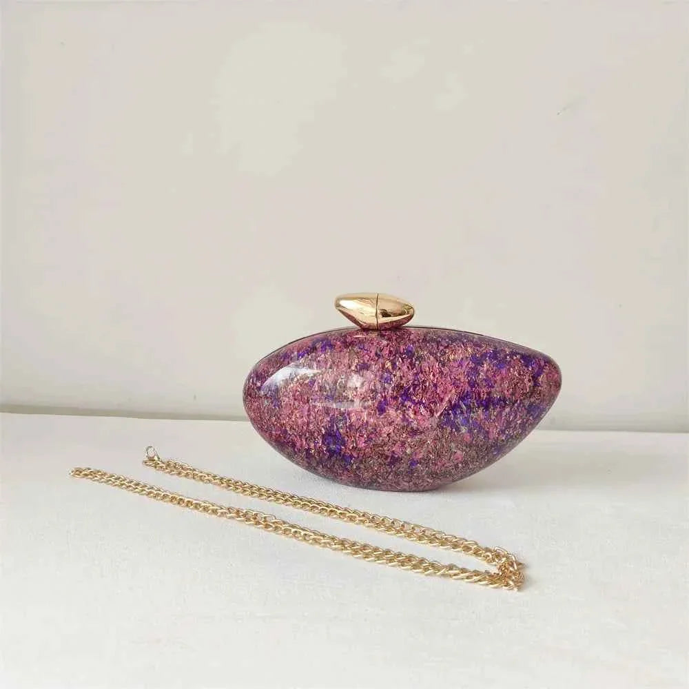 Rose Red Metal Clasp Shoulder Messenger Acrylic Box Clutch